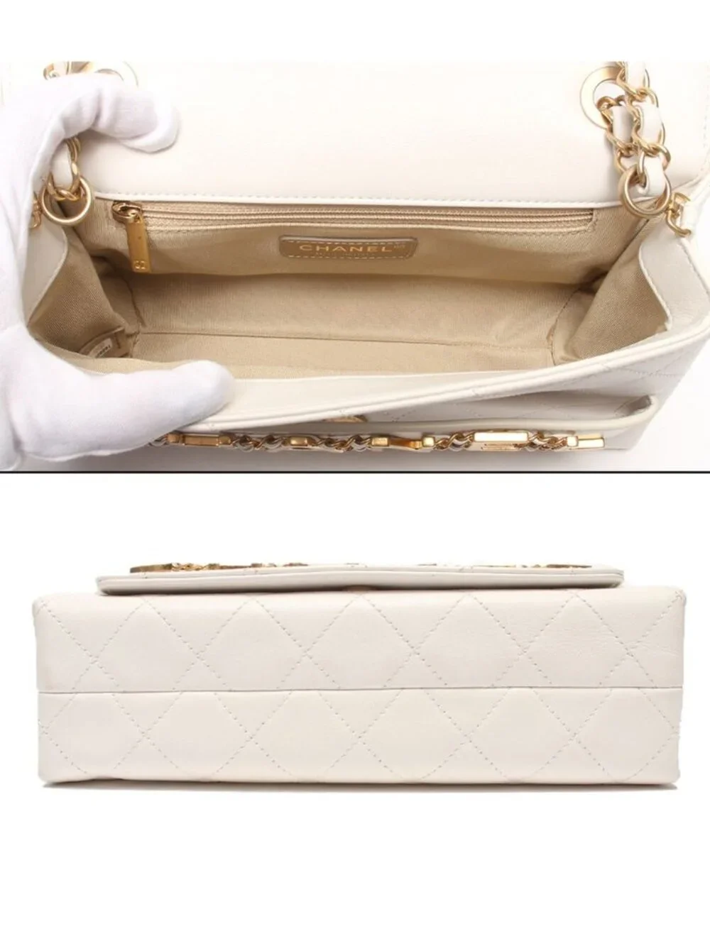 Chanel Chain Shoulder Bag Crossbody Gold Single Flap Double Quilted